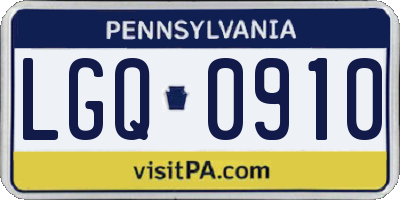 PA license plate LGQ0910