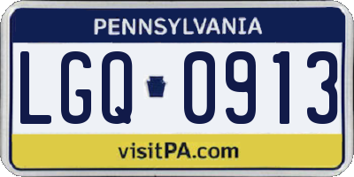 PA license plate LGQ0913