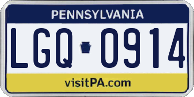PA license plate LGQ0914