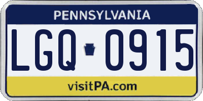 PA license plate LGQ0915