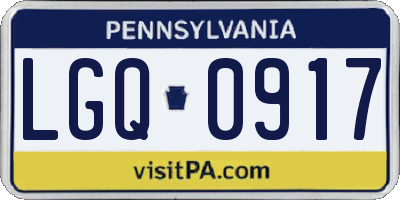 PA license plate LGQ0917