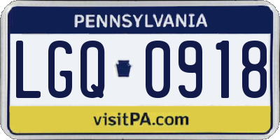 PA license plate LGQ0918