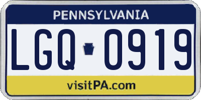 PA license plate LGQ0919