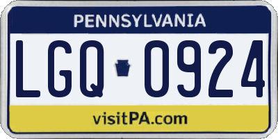 PA license plate LGQ0924