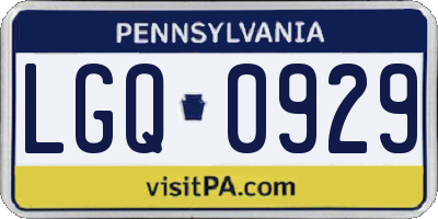 PA license plate LGQ0929
