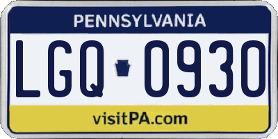 PA license plate LGQ0930