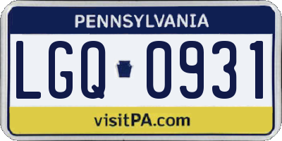 PA license plate LGQ0931