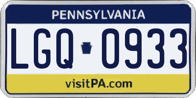 PA license plate LGQ0933