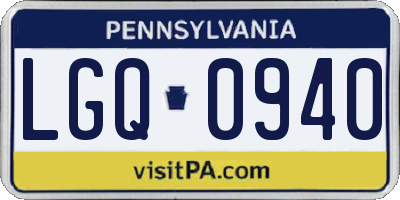 PA license plate LGQ0940