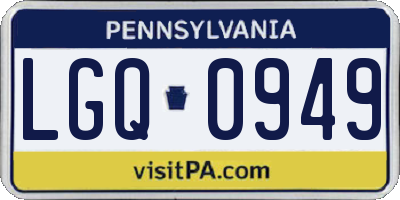 PA license plate LGQ0949