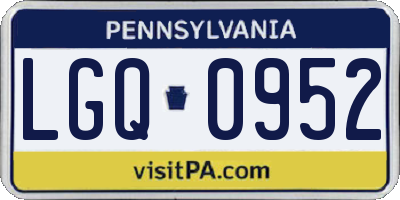 PA license plate LGQ0952