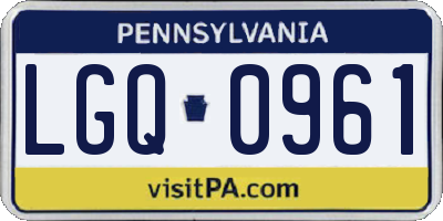 PA license plate LGQ0961