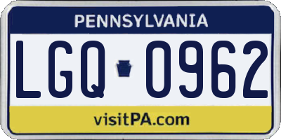 PA license plate LGQ0962