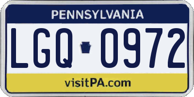 PA license plate LGQ0972