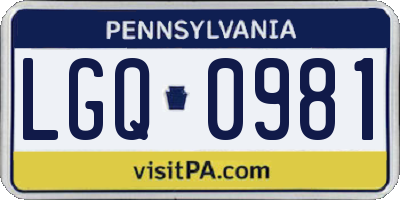 PA license plate LGQ0981