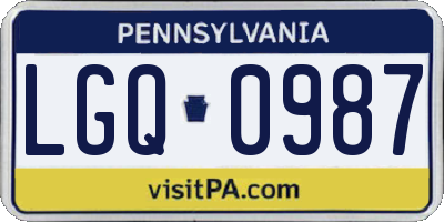 PA license plate LGQ0987