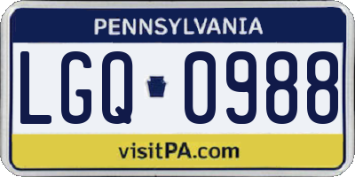 PA license plate LGQ0988