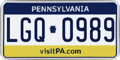 PA license plate LGQ0989