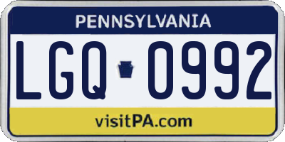 PA license plate LGQ0992