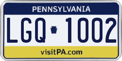 PA license plate LGQ1002