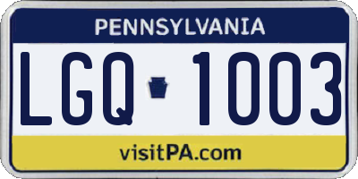 PA license plate LGQ1003