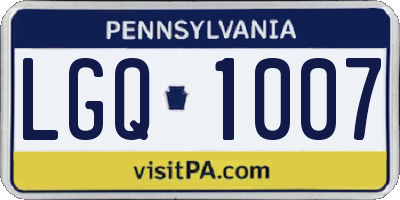 PA license plate LGQ1007