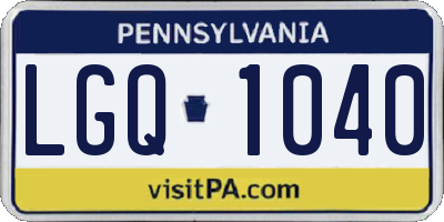 PA license plate LGQ1040