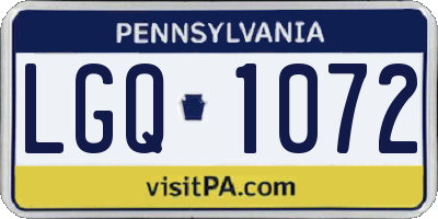 PA license plate LGQ1072