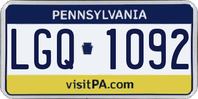 PA license plate LGQ1092