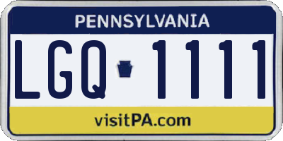 PA license plate LGQ1111