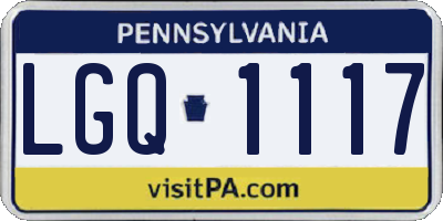 PA license plate LGQ1117