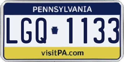 PA license plate LGQ1133