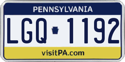 PA license plate LGQ1192
