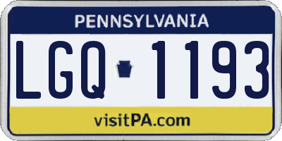 PA license plate LGQ1193