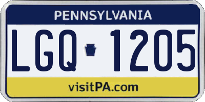 PA license plate LGQ1205