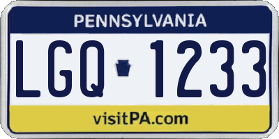 PA license plate LGQ1233