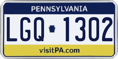 PA license plate LGQ1302