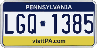 PA license plate LGQ1385