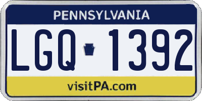 PA license plate LGQ1392