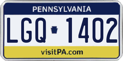 PA license plate LGQ1402