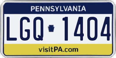 PA license plate LGQ1404
