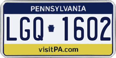 PA license plate LGQ1602