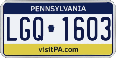 PA license plate LGQ1603
