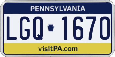 PA license plate LGQ1670