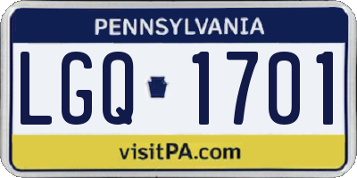 PA license plate LGQ1701