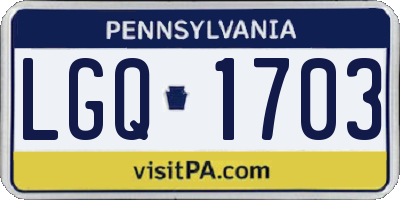 PA license plate LGQ1703