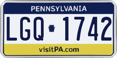 PA license plate LGQ1742