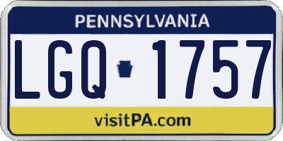 PA license plate LGQ1757