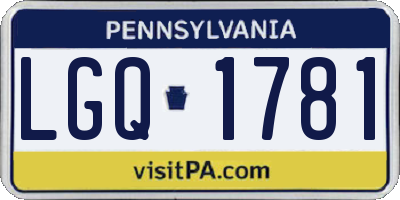 PA license plate LGQ1781