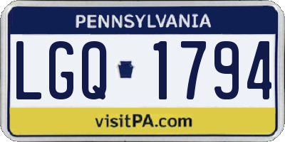 PA license plate LGQ1794